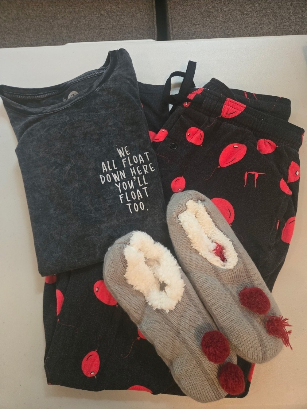 IT Horror Movie Pajama Set Includes Shirt, Pants, and Slippers All Size Small